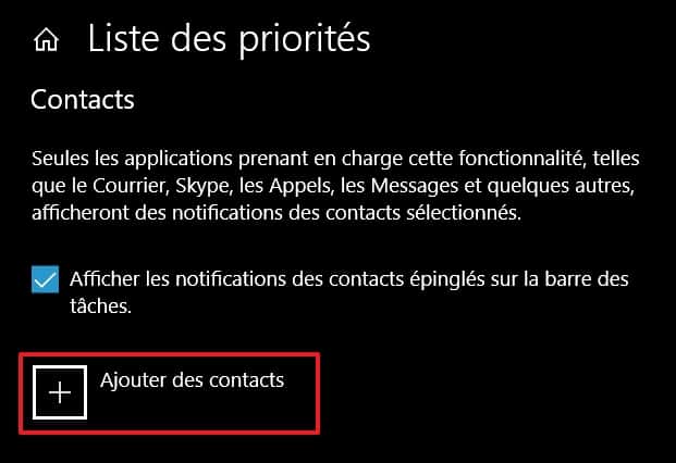 Cliquez sur « Ajouter des contacts ». © Microsoft