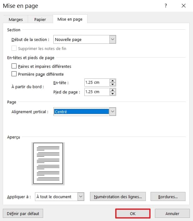 Cliquez sur « OK ». © Microsoft