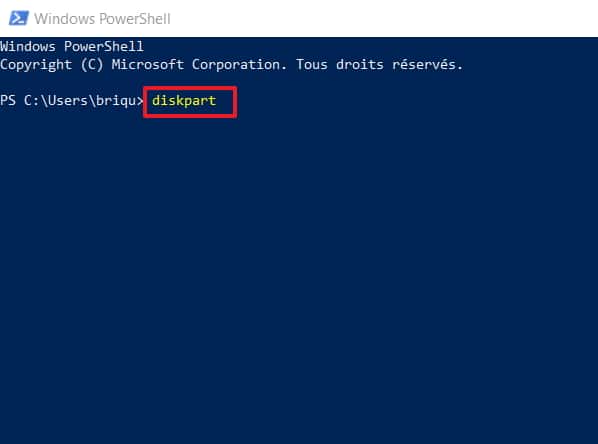 Écrivez « diskpart » puis validez. © Microsoft