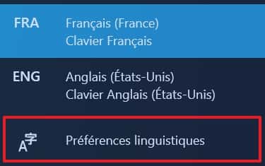 Rendez-vous dans les « Préférences linguistiques ». © Microsoft