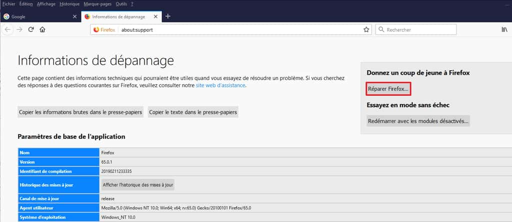 Réparer Firefox vous permettra de tout effacer et de repartir du bon pied avec Firefox. © Mozilla Foundation