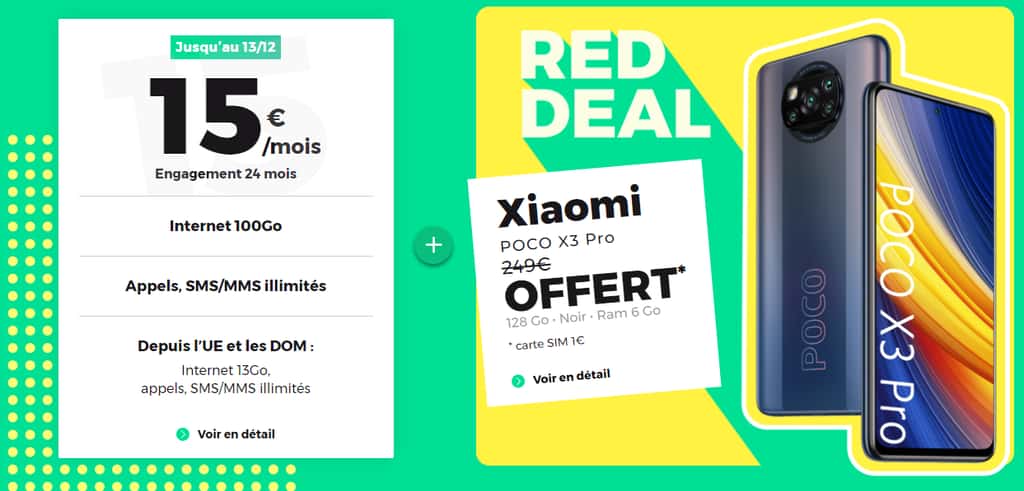 Un Xiaomi Poco X3 Pro offert avec la promo RED Deal © RED By SFR