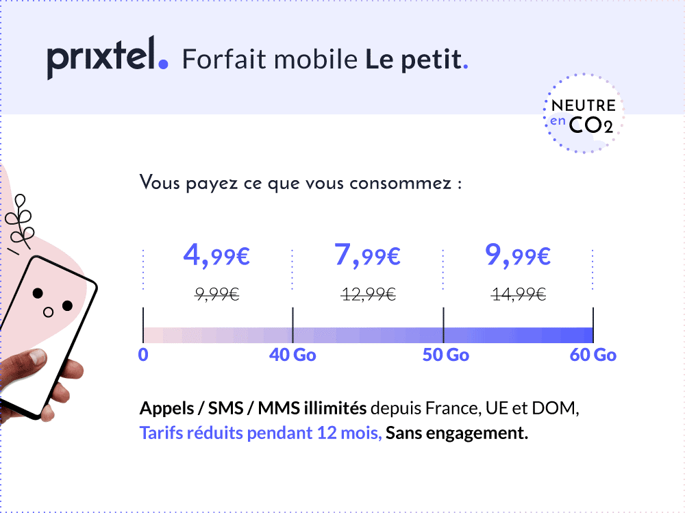Le forfait Le petit à partir de 4,99€/mois © Prixtel 