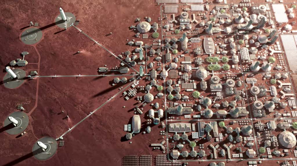 Concept de ville martienne envisagé par SpaceX. © SpaceX