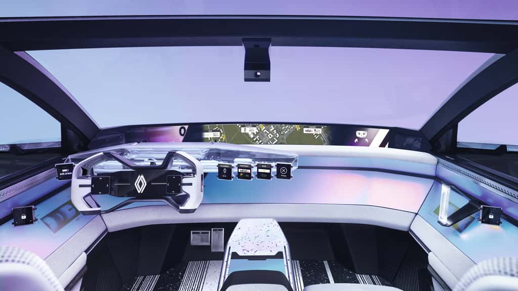 Un design épuré et réellement futuriste à bord du <em>Human First Vision.</em> © Renault, Software République