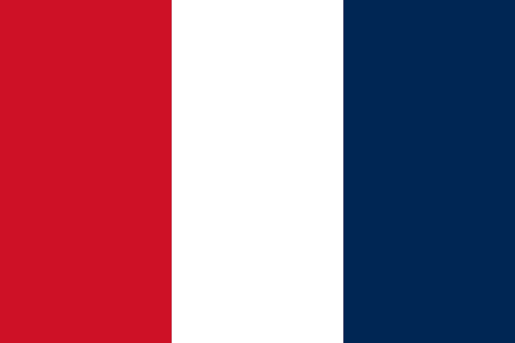 Dessin du drapeau français entre 1790 et 1794, le bleu est à droite. © Wikimedia Commons, domaine public.