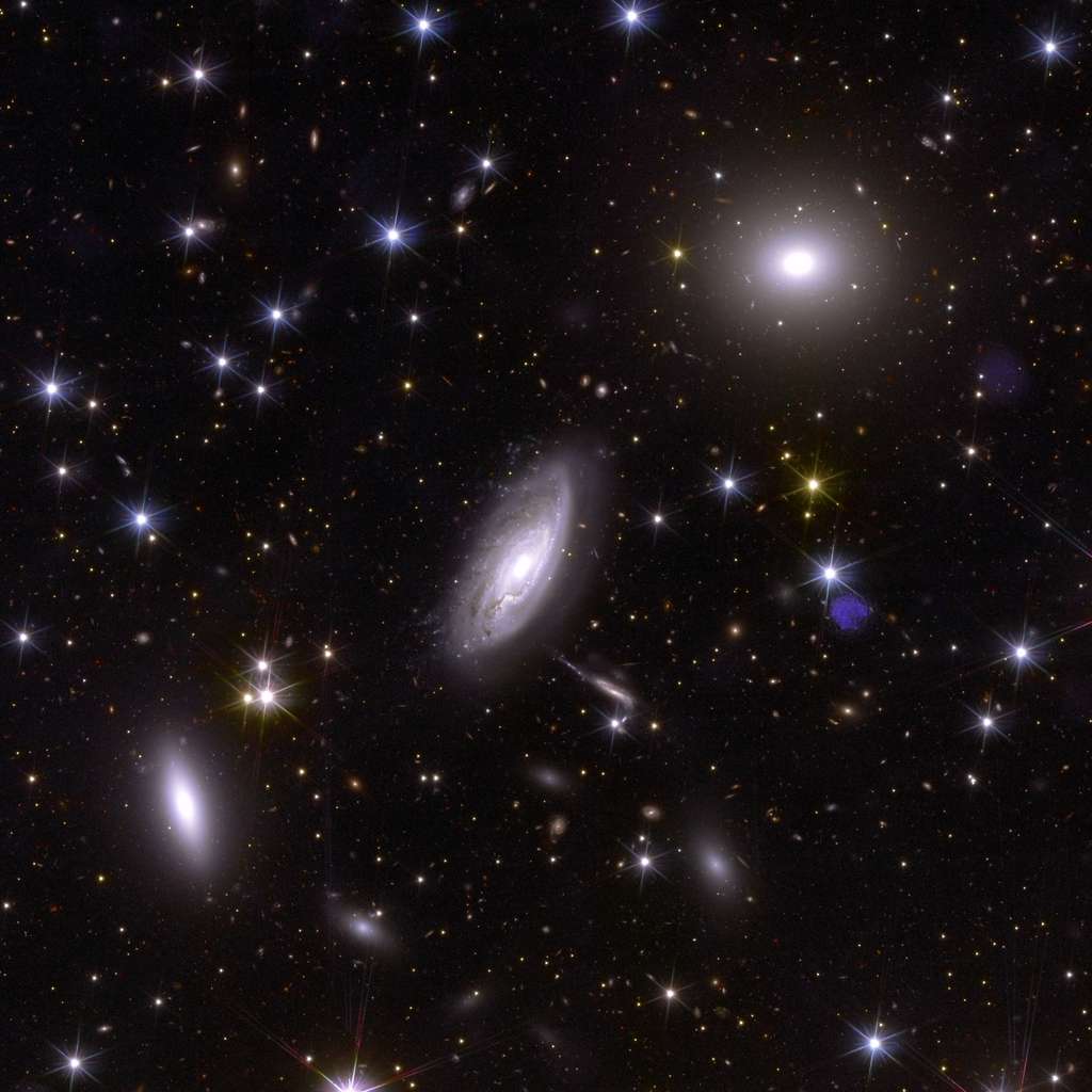 Persé est l’une des structures les plus massives connues dans l’Univers, située à « seulement » 240 millions d’années-lumière de la Terre. Les astronomes ont démontré que les amas de galaxies comme Persée ne peuvent se former que si de la matière noire est présente dans l’Univers. <a href="https://www.esa.int/var/esa/storage/images/esa_multimedia/images/2023/11/euclid_s_view_of_the_perseus_cluster_of_galaxies/25170524-1-eng-GB/Euclid_s_view_of_the_Perseus_cluster_of_galaxies.jpg" target="_blank">Téléchargez l'image en haute résolution</a>. © ESA/Euclid/Euclid Consortium/NASA, image processing by J.-C. Cuillandre (CEA Paris-Saclay), G. Anselmi; CC BY-SA 3.0 IGO