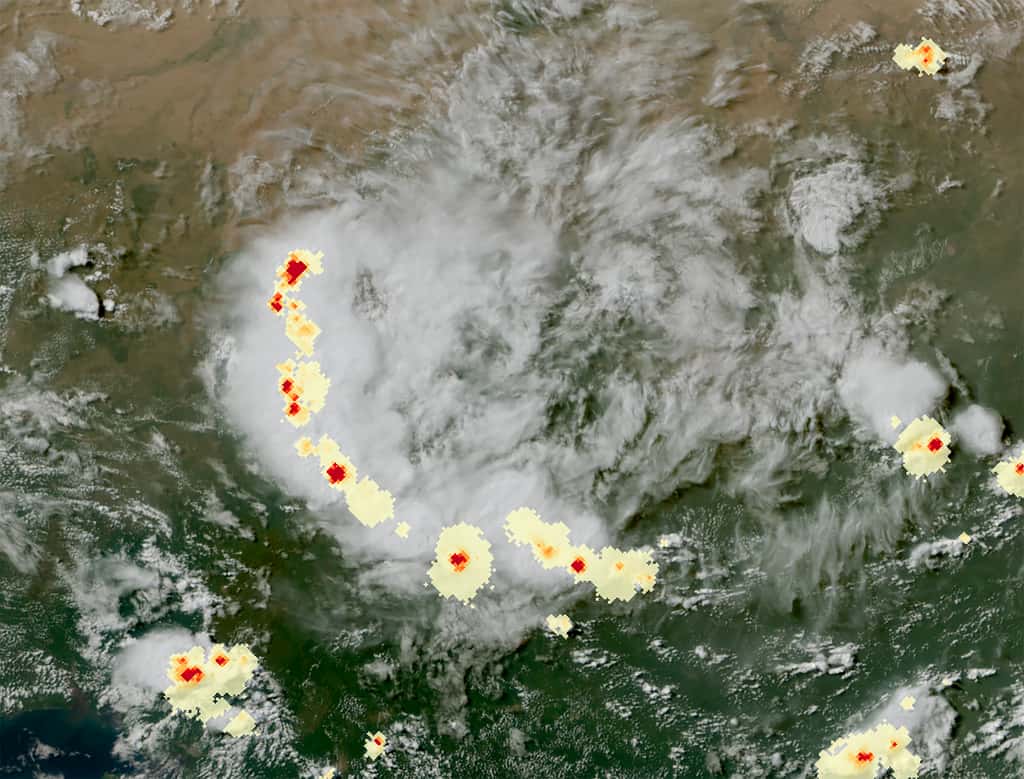 Exemple du produit « Zone d'accumulation des éclairs » de l'imageur d'éclairs, montrant des orages au-dessus de l'Afrique centrale le 17 juin 2024. © Eumetsat