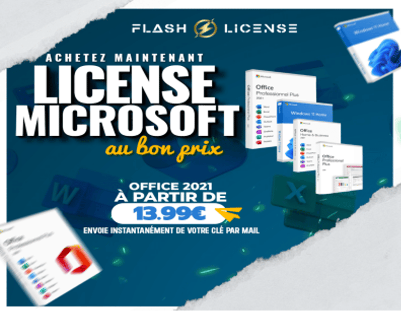 Des licences Office et Windows à prix réduit avec Flash License et le code « FUTURA30 ». © Flash License