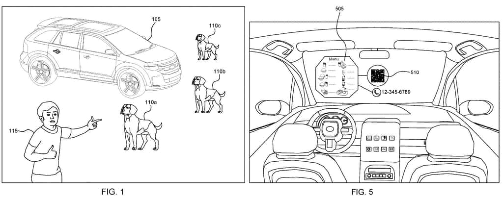 Illustration d’hologrammes projetés à l’intérieur et à l’extérieur du véhicule. © Ford