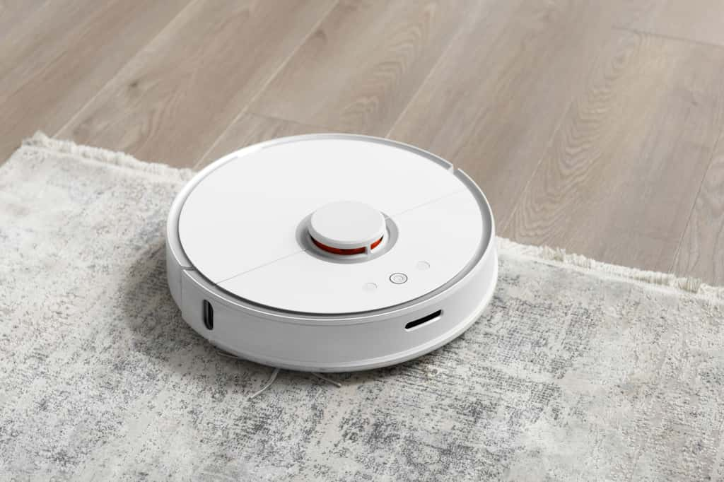 Aspirateur robot dans un salon © Shutterstock