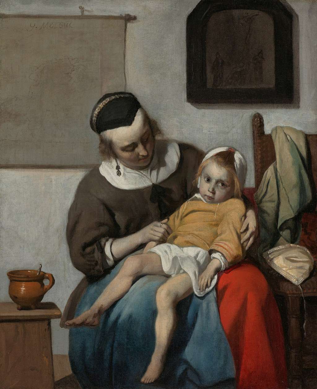 <em>L'enfant malade</em> par Gabriel Metsue vers 1665. Rijksmuseum, Amsterdam. © Wikimedia Commons, domaine public