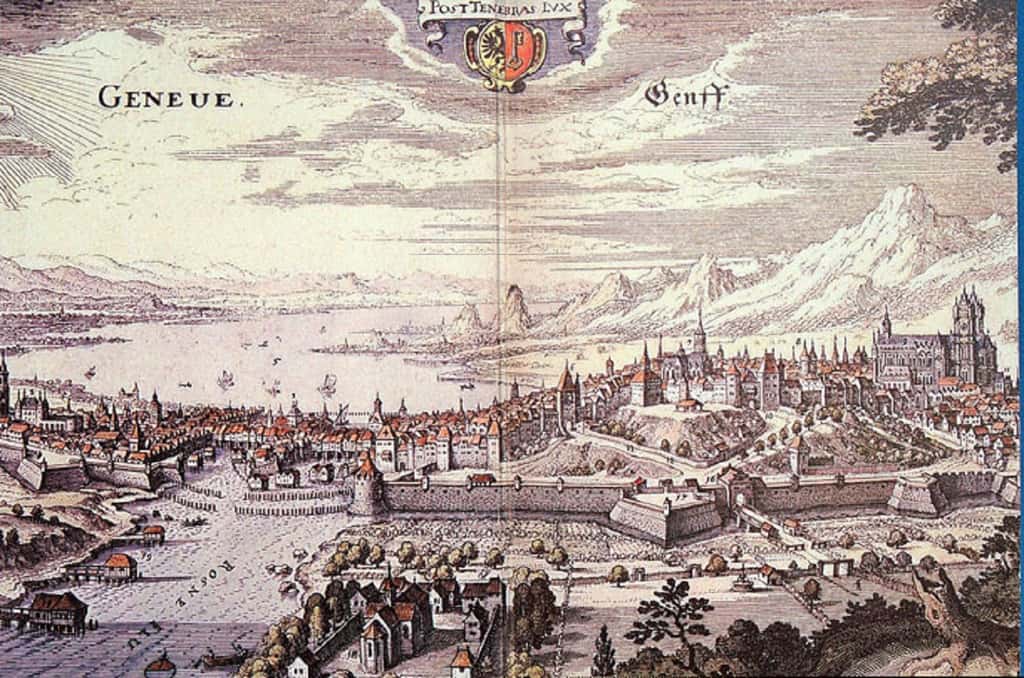Vue de la ville de Genève au XVII<sup>e</sup> siècle. British Museum, Londres. © Musée Virtuel du Protestantisme