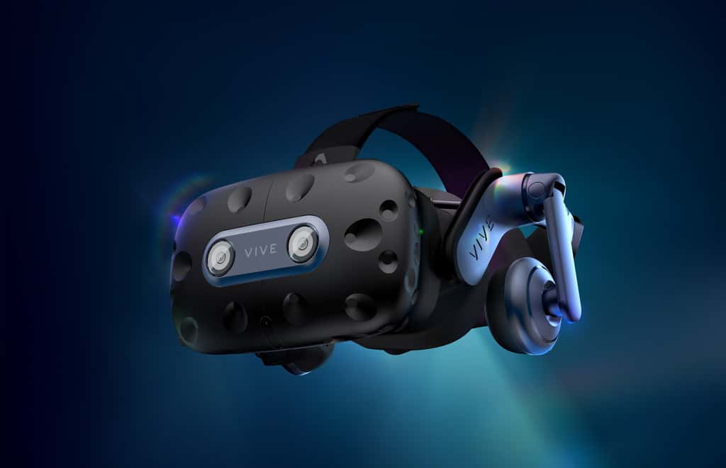 Le casque VR grand public HTC <em>Vive Pro 2</em> avec un écran 5K et un champ de vision de 120 degrés. © HTC