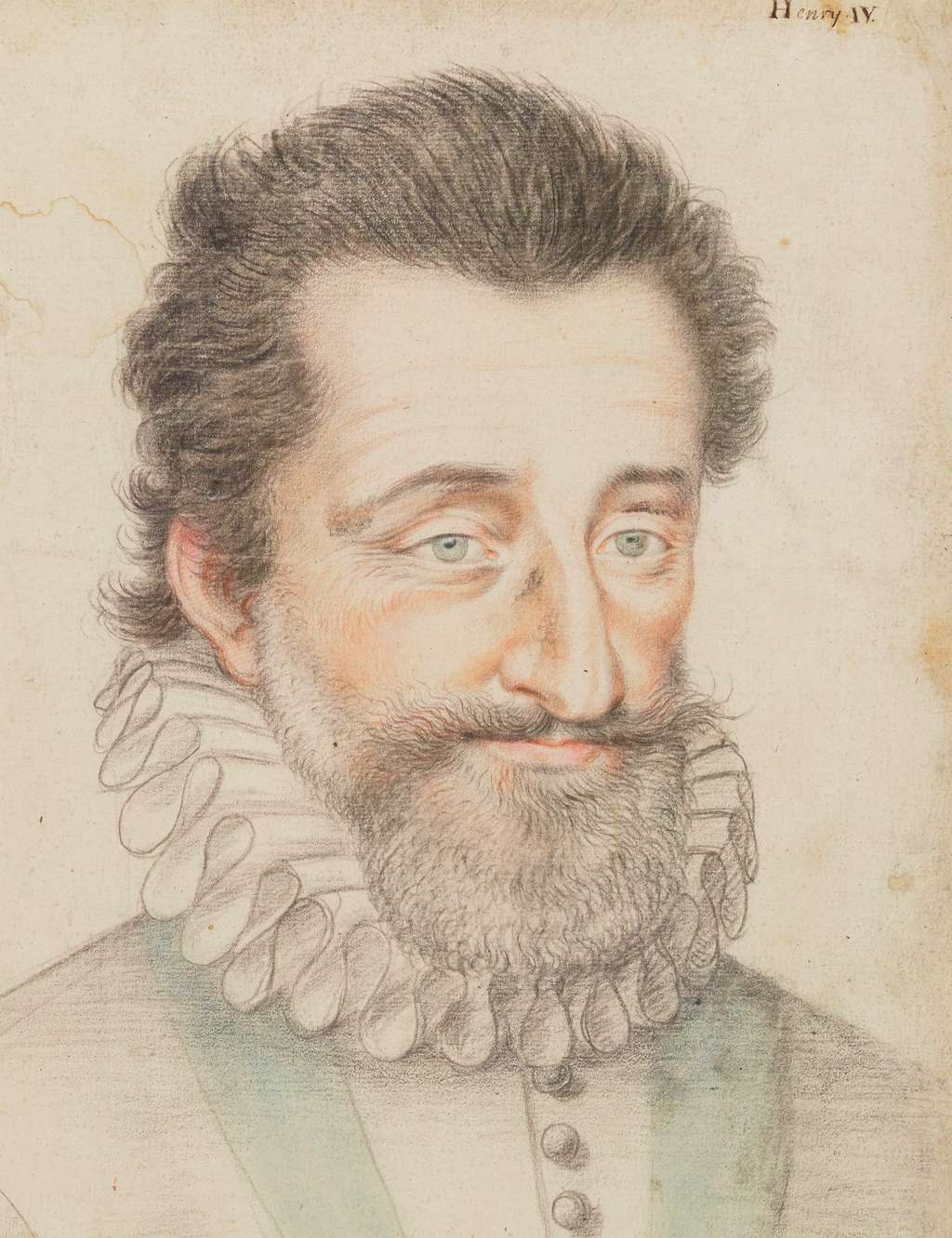 Portrait dessiné d'Henri IV par François Quesnel, en 1602. Bibliothèque nationale de France, département des estampes et de la photographie. © gallica.bnf.fr, BnF
