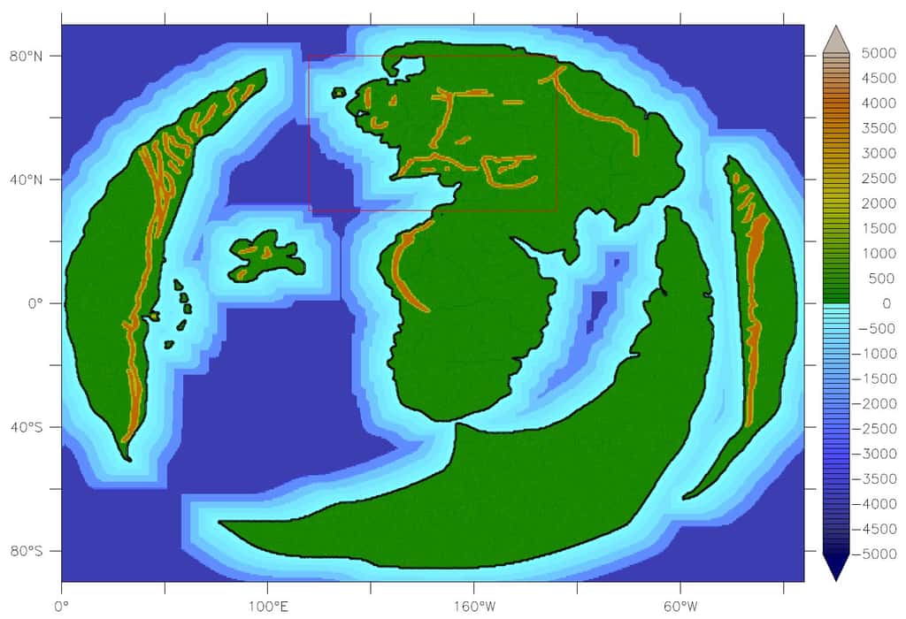 Altimétrie et bathymétrie de la Terre du Milieu, le monde des Hobbits. La carte a servi de point de départ à une étude de son climat. © Institut Cabot, université de Bristol