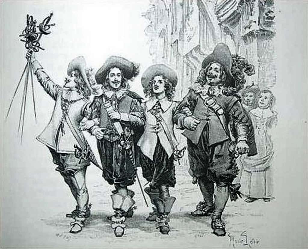 Illustration de l'ouvrage d'Alexandre Dumas, « <em>Les trois mousquetaires »</em>, par Jules Huyot et Maurice Leloir en 1894. © Wikimedia Commons, domaine public