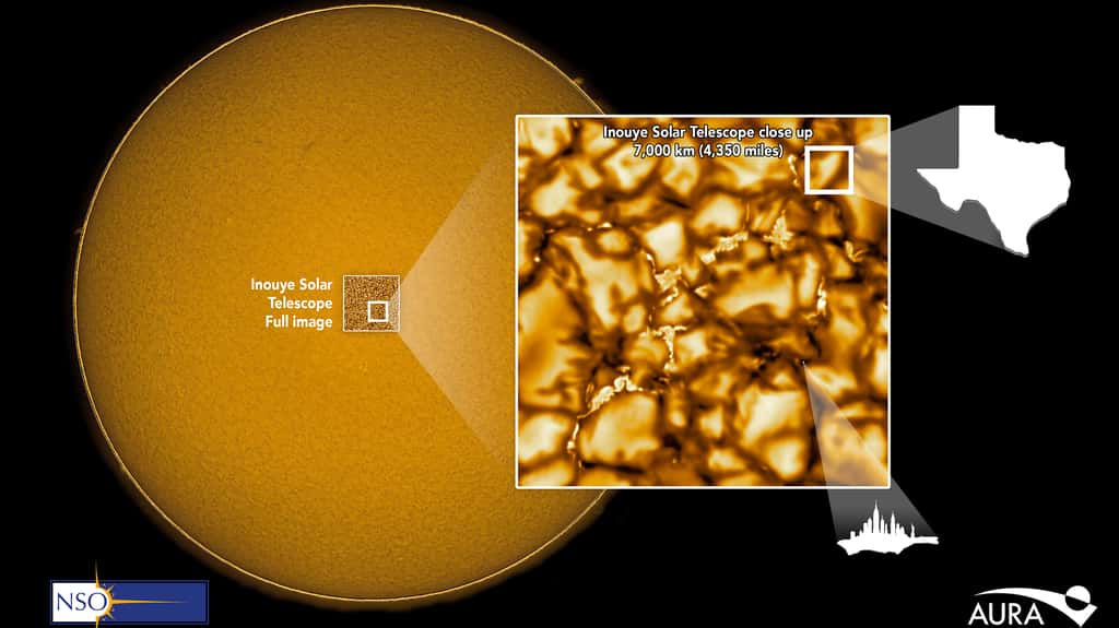 Premières images du Soleil acquises par le télescope solaire Daniel K. Inouye, récemment mis en service. © National Science Foundation
