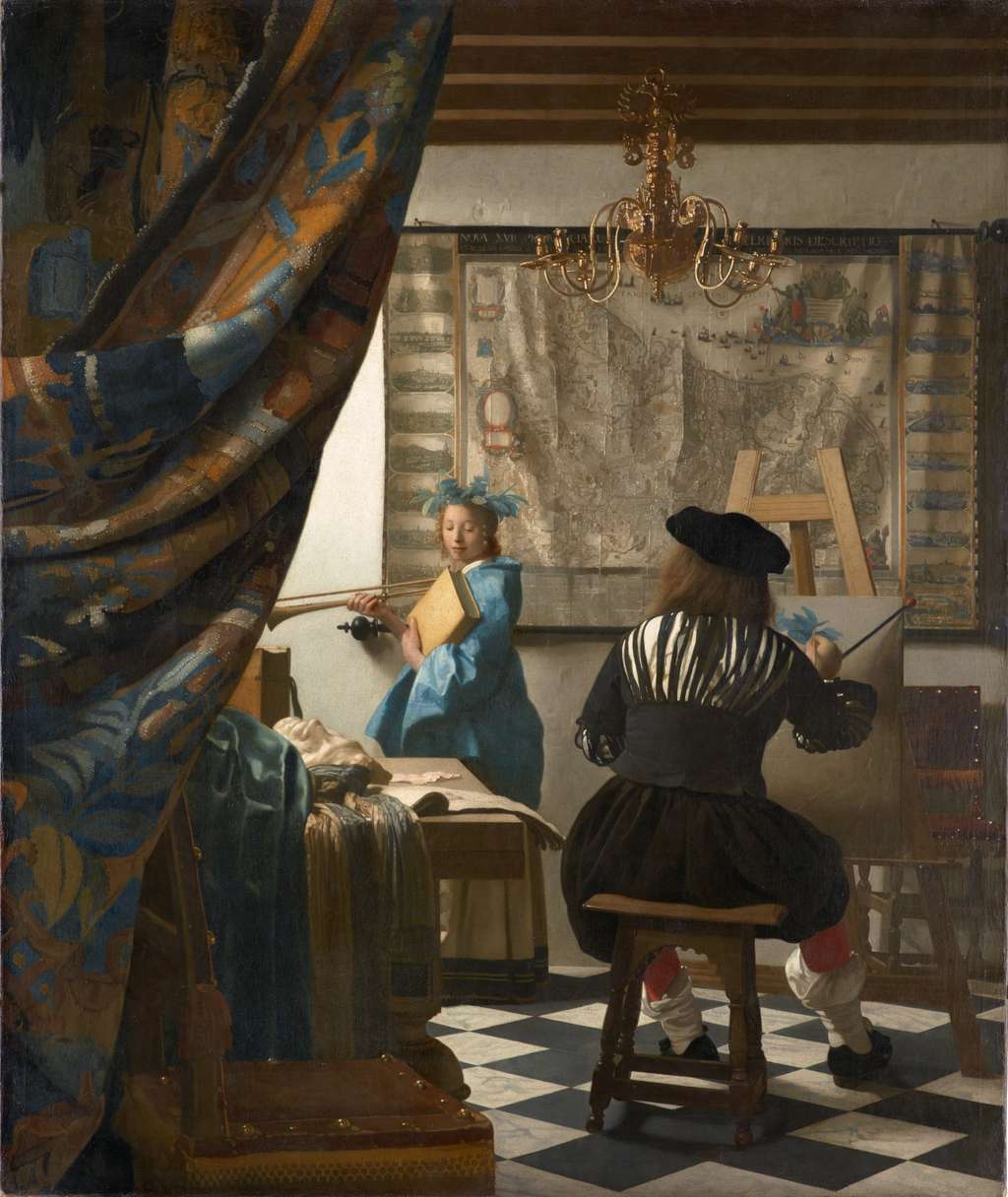 Tableau <em>L'art de la peinture</em> par Johannes Vermeer en 1666-1667. Musée des Beaux-Arts, Vienne, Autriche. © <em>Wikimedia Commons</em>, domaine public