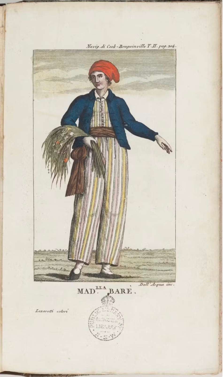 Une image allégorique de Jeanne Barret, par Giuseppe dall’Acqua en 1816. © Author provided