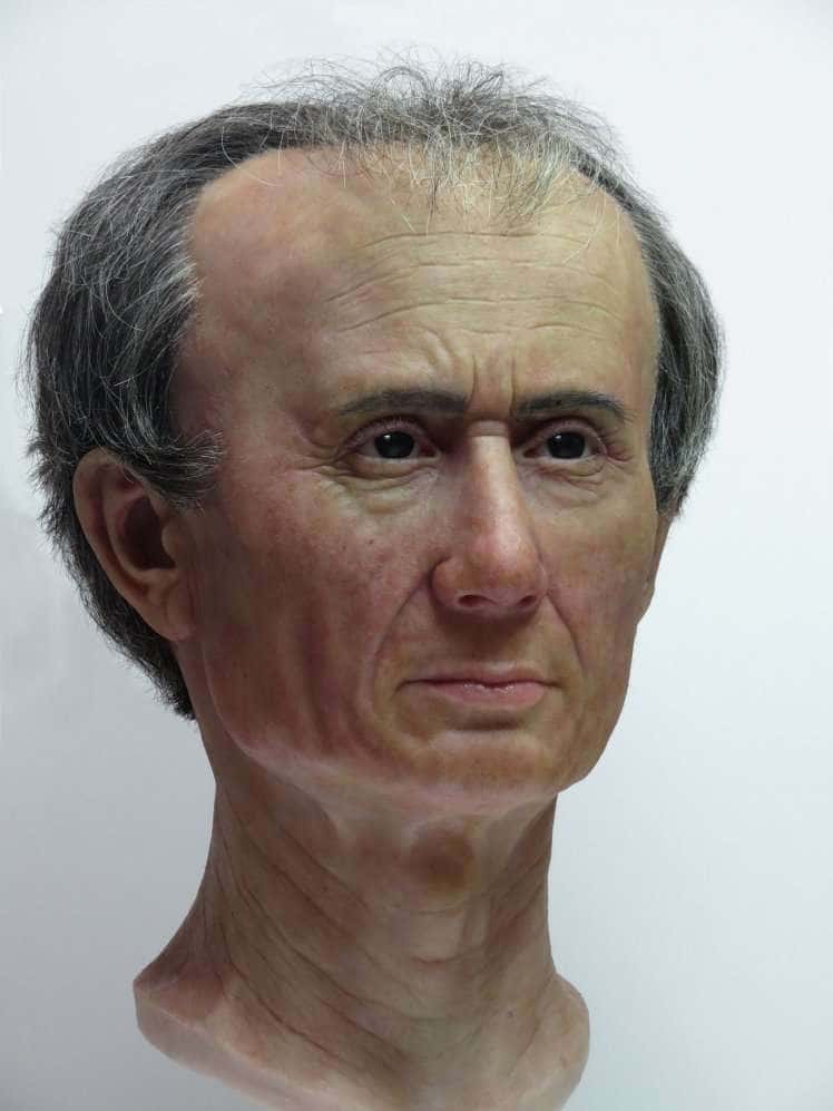 Reconstitution en trois dimensions du visage de Jules César. Le crâne a une allure anormale. © Maja d'Hollosy, Musée national des antiquités de Leiden