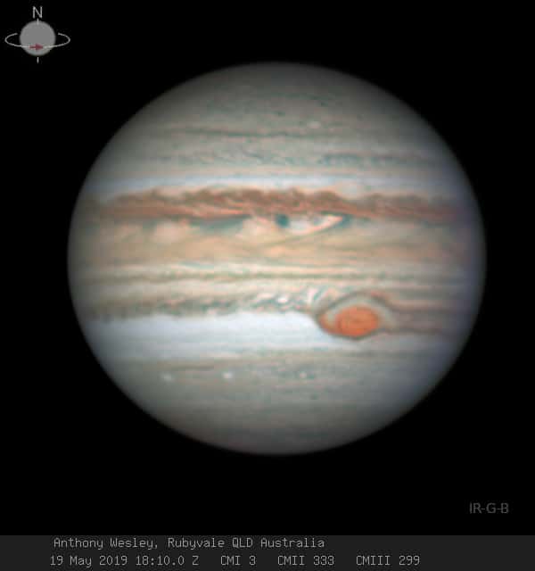 La Grande Tache rouge de Jupiter le 19 mai 2019. © Anthony Wesley