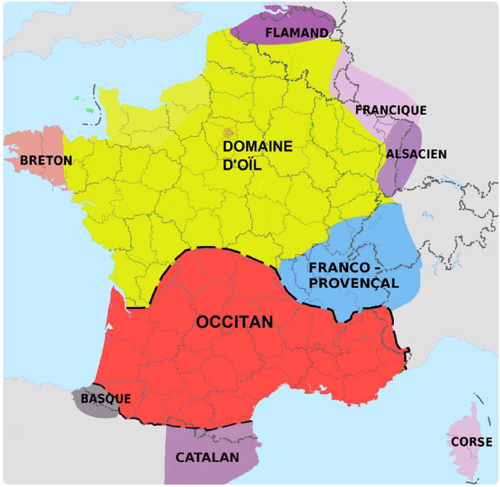 Carte des langues parlées en France métropolitaine en 2020 ; université de Montpellier 3 et université ouverte des humanités. © univ-montp3.fr et uoh.fr