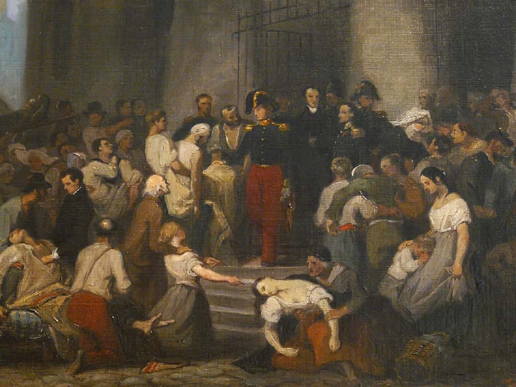 "Le duc d'Orléans visitant les malades de l'Hôtel-Dieu pendant l'épidémie de choléra de 1832", par Alfred Johannot en 1832. Musée Carnavalet, Paris. © Paris Musées.