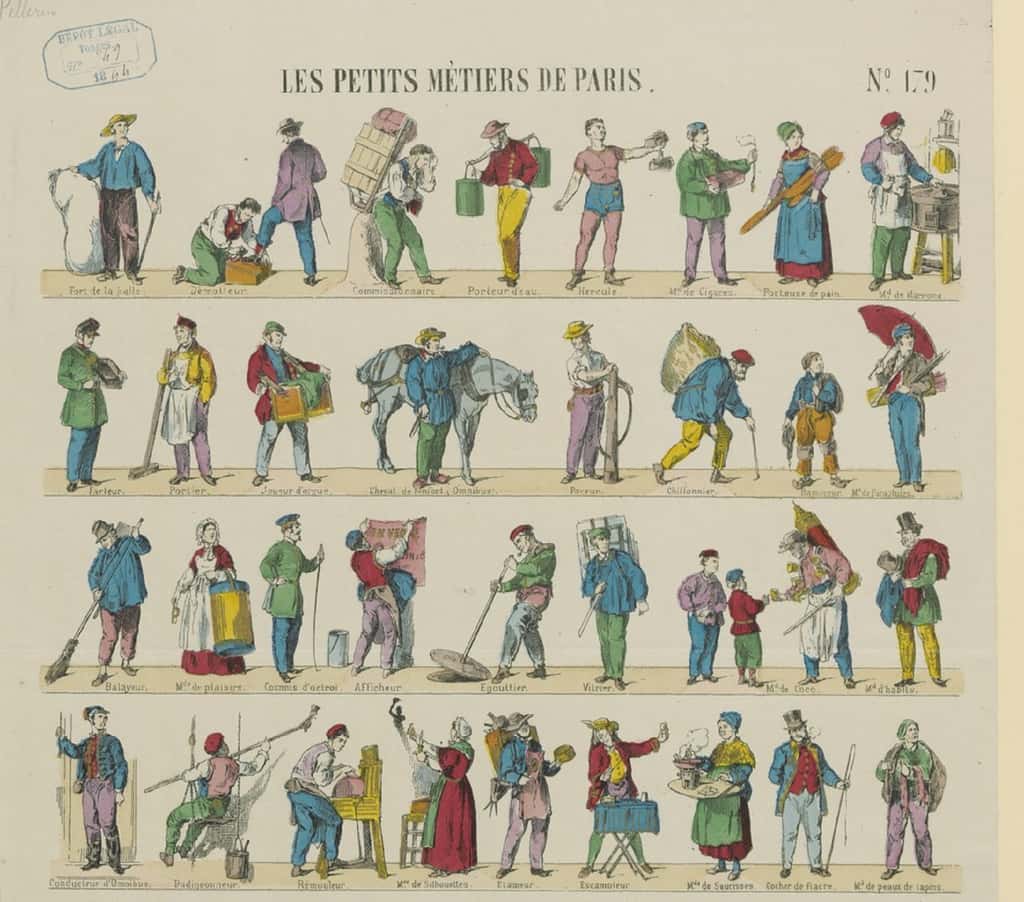 Extrait des petits métiers de Paris. Image d'Épinal de la Maison Pellerin, tome 7 : 1861-1864. Bibliothèque nationale de France. © Gallica, BnF, domaine public.