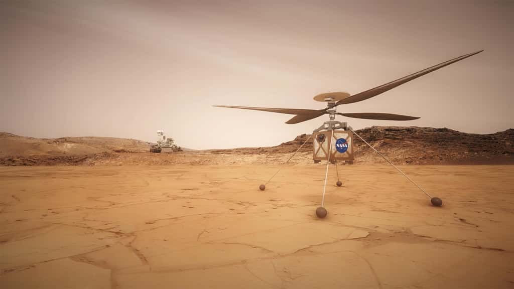 Vue d'artiste du Mars Helicopter développé par Bob Balaram et son équipe. © Nasa, JPL-Caltech