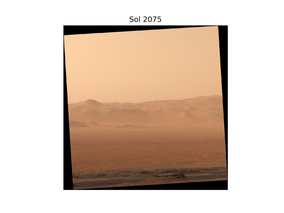 Photos prises par Curiosity durant la tempête globale de 2018. © Nasa, JPL-Caltech, York University