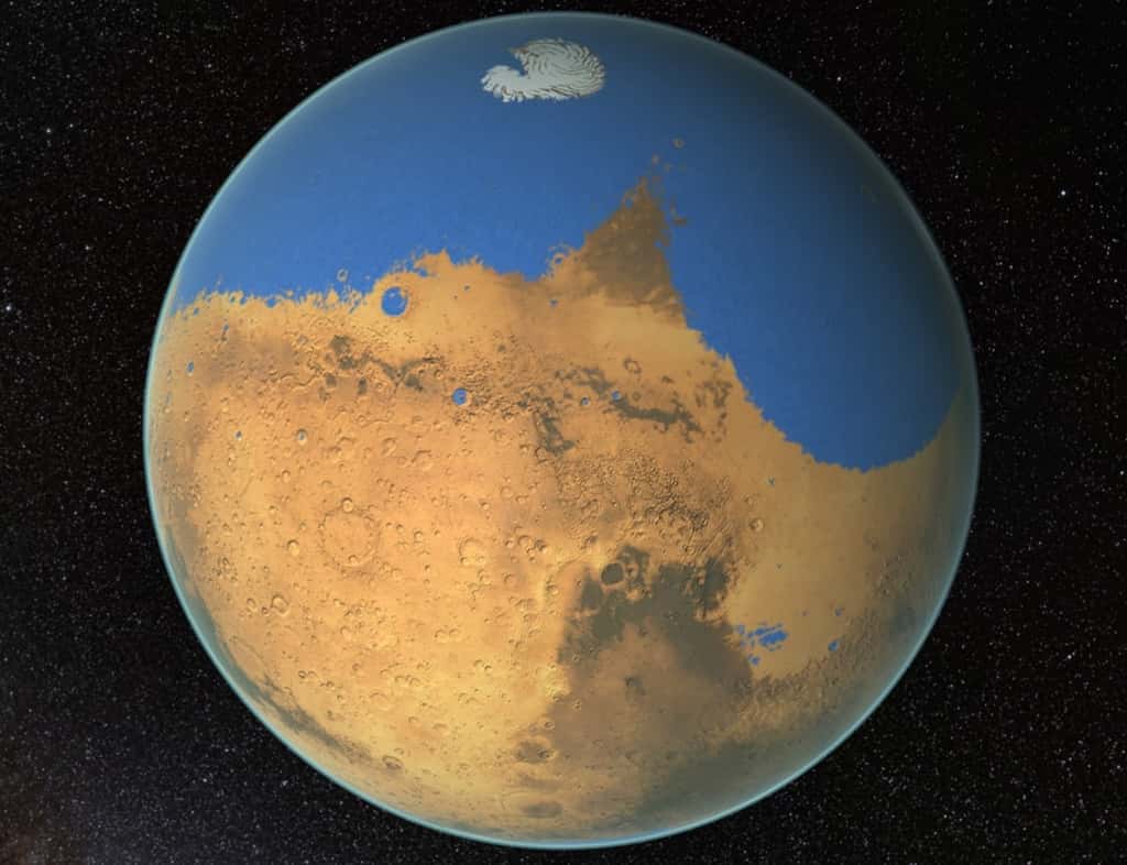 Une vue d'artiste de l'époque où Mars possédait encore de l'eau. © Nasa's Goddard Space Flight Center