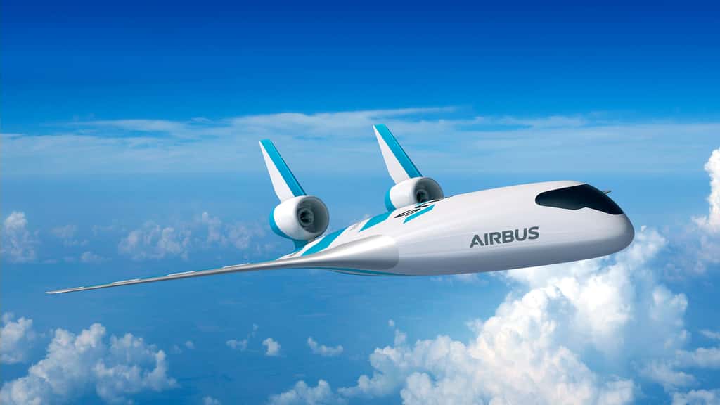 Concept d'aile volante Maveric d'Airbus. De par son architecture, cet avion pourrait voler à l'hydrogène. © Airbus
