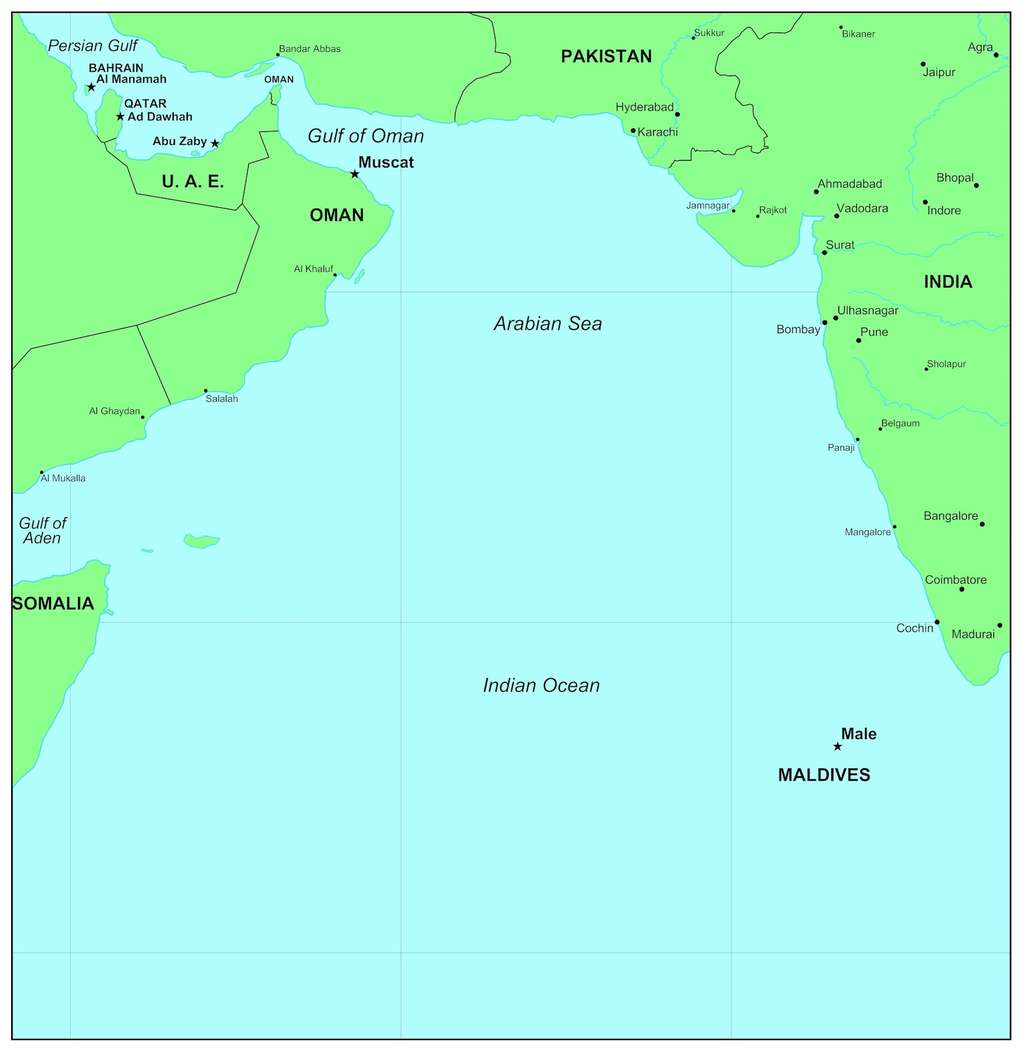 La mer d'Arabie, ou mer Arabique, est la partie nord-ouest de l'océan Indien. © IndianSummer, Adobe Stock
