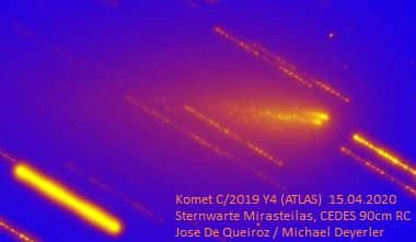 La comète Atlas le 15 avril 2020. © Jose De Queiroz, Michael Deyerler, Spaceweather.com