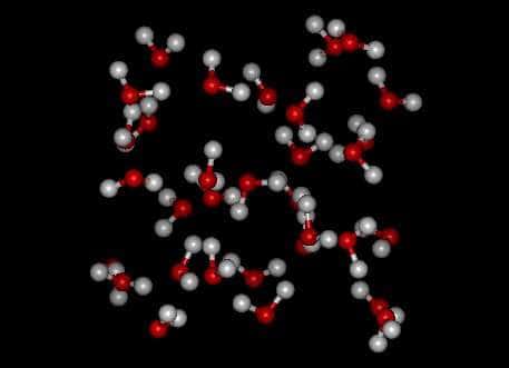 Molécule d'eau liquide. © chimie-umons-ac.be