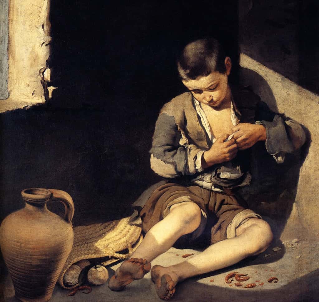 « <em>Le jeune mendiant</em> » par Bartolomé Esteban Murillo, peint entre 1645 et 1650. Musée du Louvre, Paris. © RMN-Grand Palais (musée du Louvre), Angèle Dequier