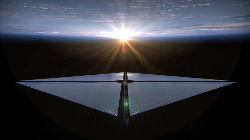 L’Advanced Composite Solar Sail System, un prototype de voile solaire. © Nasa, Aero Animation, Ben Schweighart