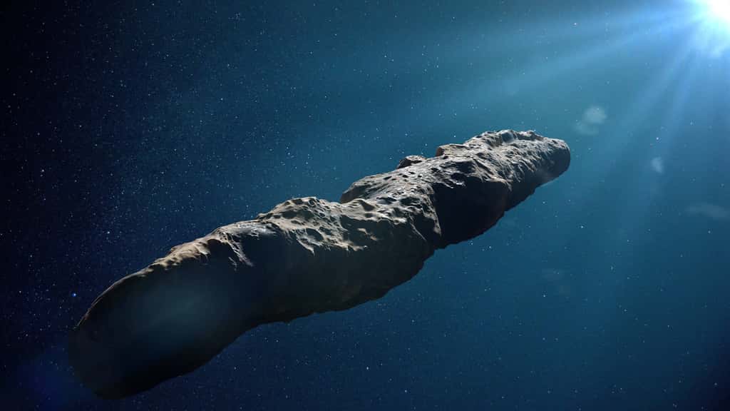1I/2017 U1 (’Oumuamua) est le premier objet interstellaire découvert par l'humanité. Il a été observé pour la première fois (et donc découvert) le 18 octobre 2017 lors de sondages réalisés par les télescopes PanStarrs 1, installés sur l'Haleakala, à Hawaï. L'équipe du projet Lyra étudie les possibilités d'y envoyer une sonde. © dottedyeti, Adobe Stock