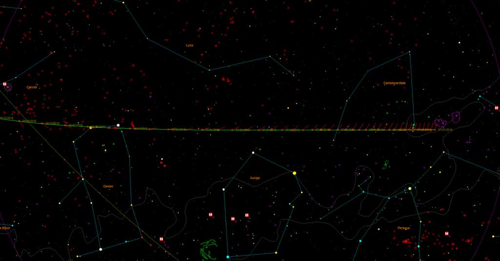 Trajectoire de la comète C/2017 S3 Panstarrs durant juillet. © Star-Gazing