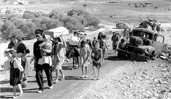 Réfugiés palestiniens (mandat britannique sur la Palestine - 1948). En route depuis la Galilée en octobre-novembre 1948 - © Wikimédia Commons, domaine public