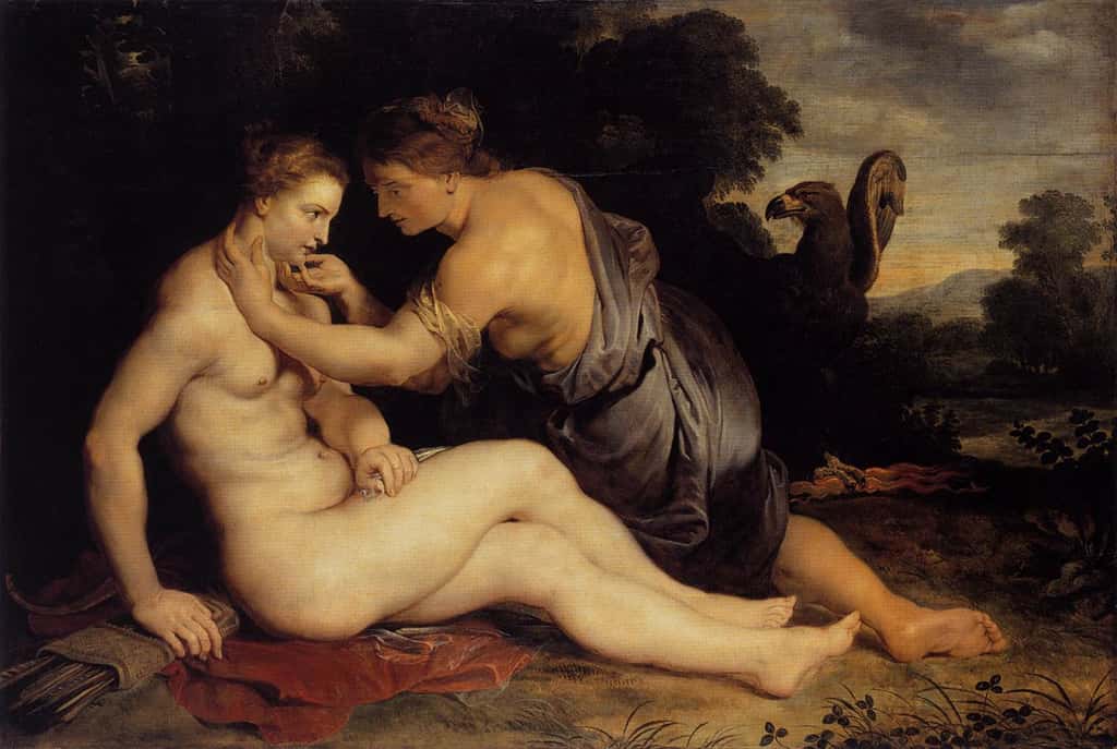 Callisto sous le charme de Zeus (Jupiter), plus précisément d’Artemis (Diane) dont il a pris l’apparence. Tableau de Rubens. © Peter Paul Rubens
