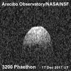 Images radar du géocroiseur Phaéton réalisées le 17 décembre 2017. © Arecibo Observatory, Nasa, NSF