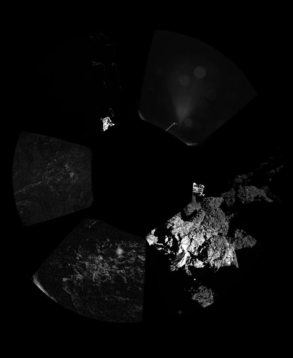 Une mosaïque d'images formant un panorama autour de Philae. C'est cela une comète... © ESA/Rosetta/Philae/CIVA