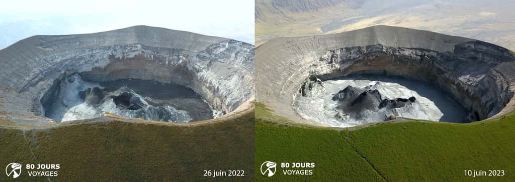 En un an, le plancher du cratère est remonté d’un peu plus de cinq mètres. © Sylvain Chermette, 80 Jours Voyages
