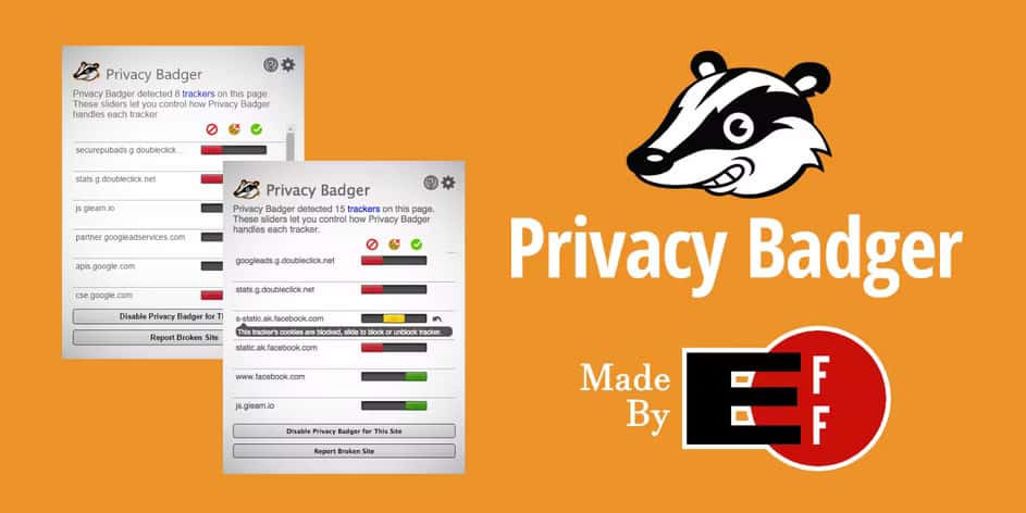 Malgré ses airs comiques, Privacy Badger est un excellent outil gratuit pour se prémunir contre le « fingerprinting ». © EFF