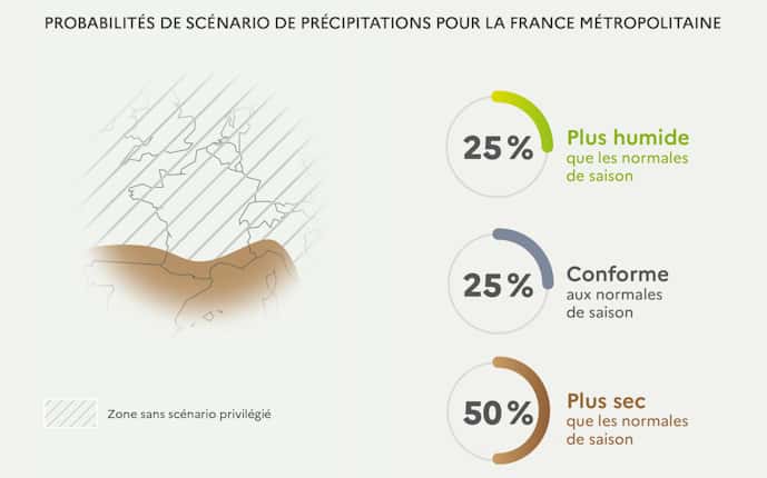 L'évolution attendue des précipitations pour la France cet été. © Météo France