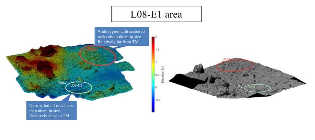 Le premier site de collecte des échantillons de l'astéroïde Ryugu. © Jaxa, Science team