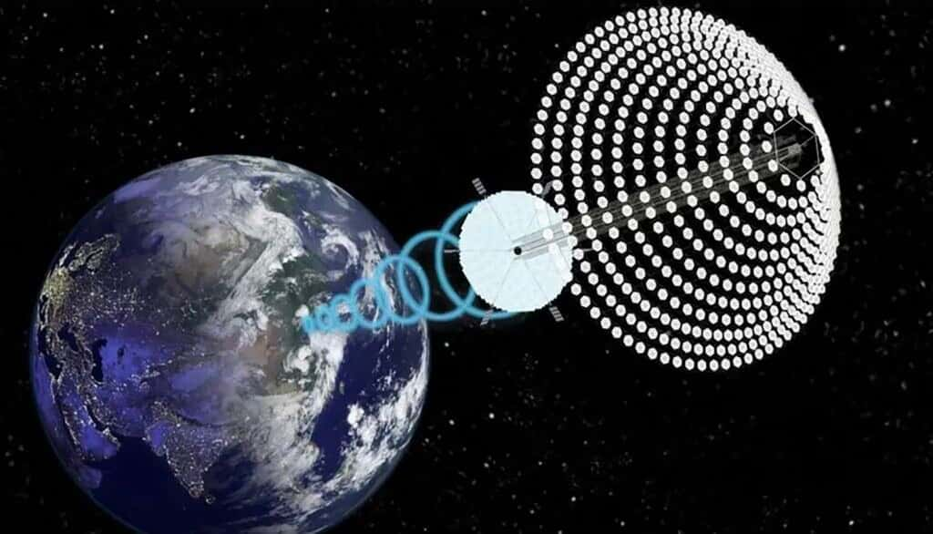 Concept de centrale électrique spatiale SPS-Alpha de John Mankins. © Nasa, John Mankins