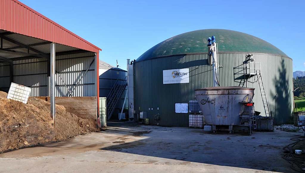 Site de production de biogaz par méthanisation à partir des déchets agricoles, développé par la Swiss Green Power Cooperative. © myclimate